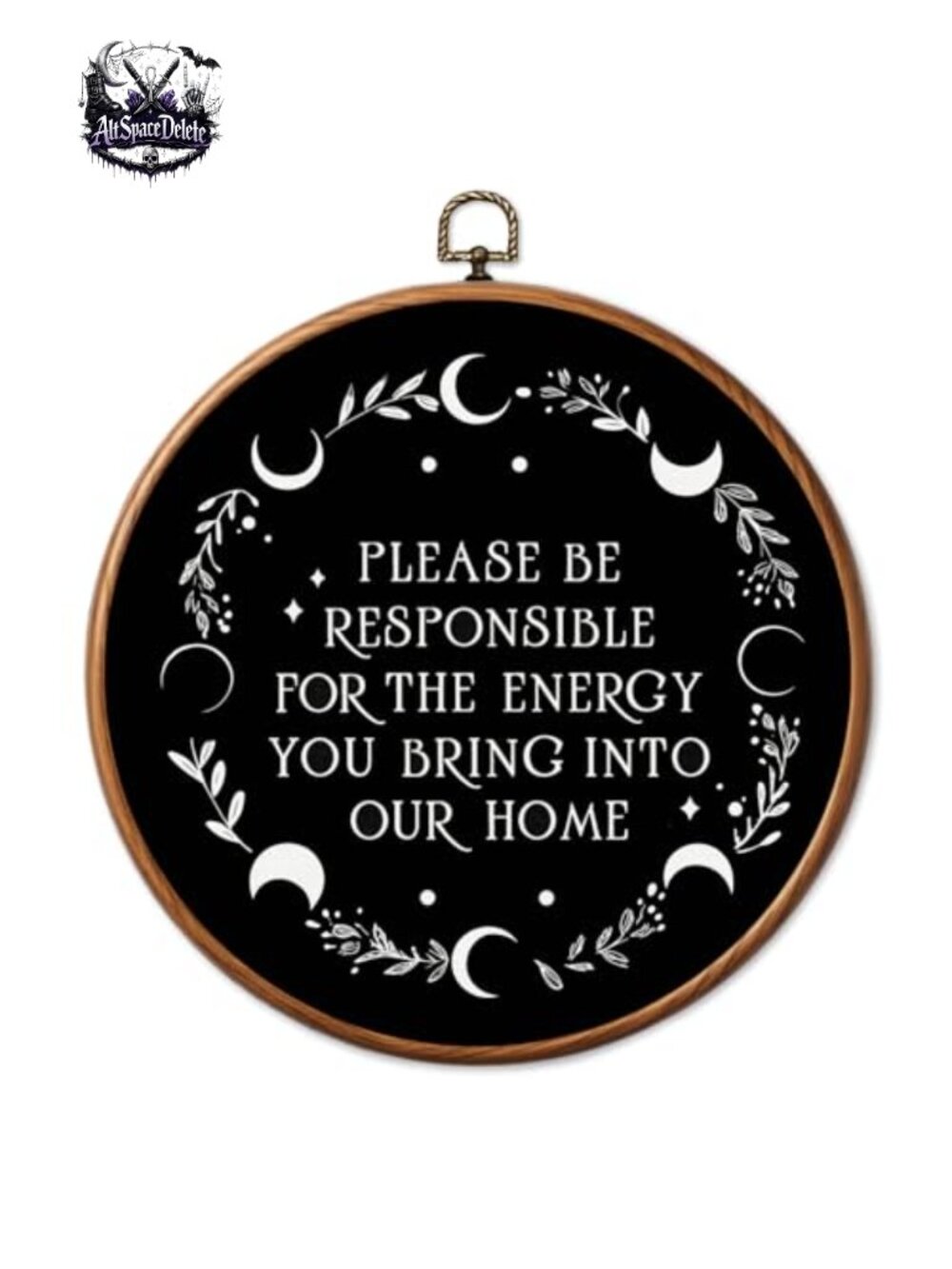 Round Framed Canvas Wall Art Gothic Witchy Moon Phase Print